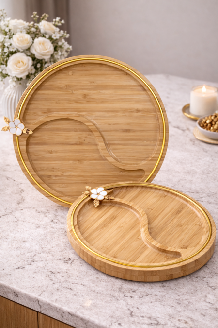 طقم خشبي دائري قطعتين