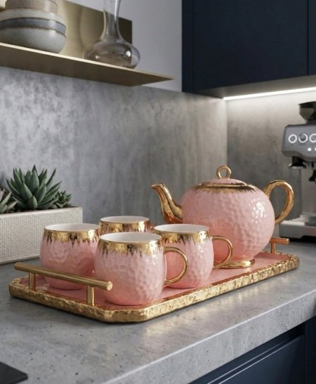 طقم ٤ اكواب مع صينية وابريق